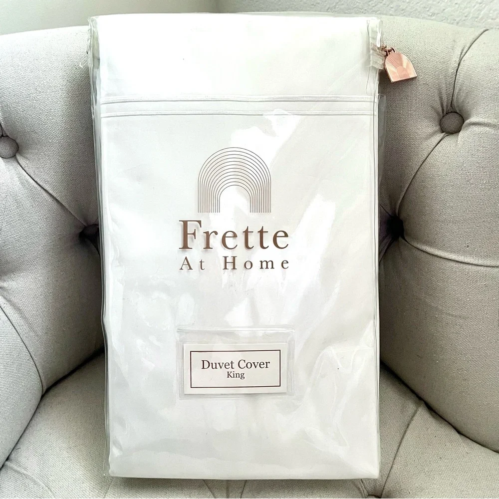 🩷 Frette At Home King duvet cover white EMBROIDERED percale stitch